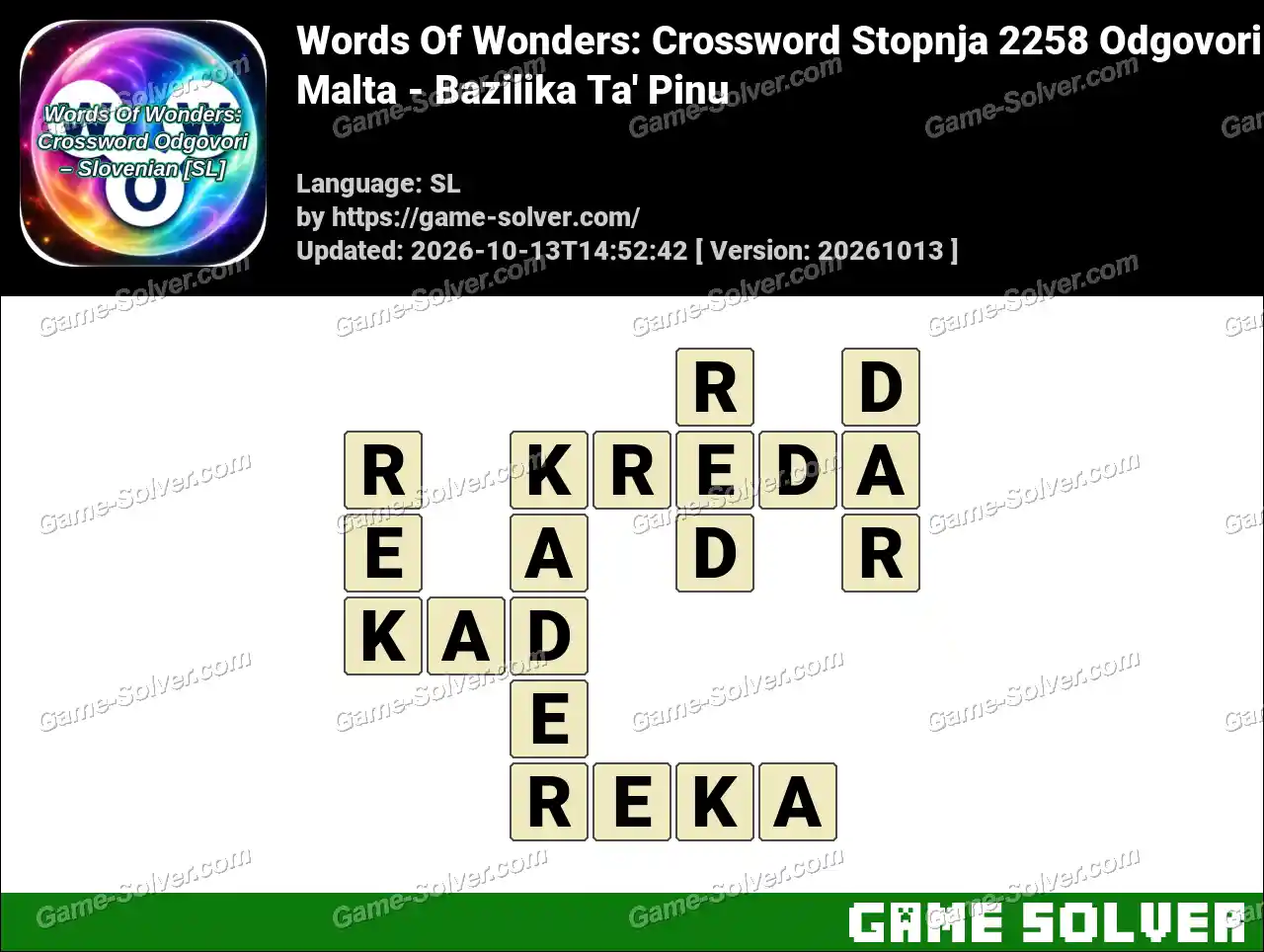 Words Of Wonders: Crossword Stopnja 2258 Odgovori – Malta – Bazilika Ta’ Pinu